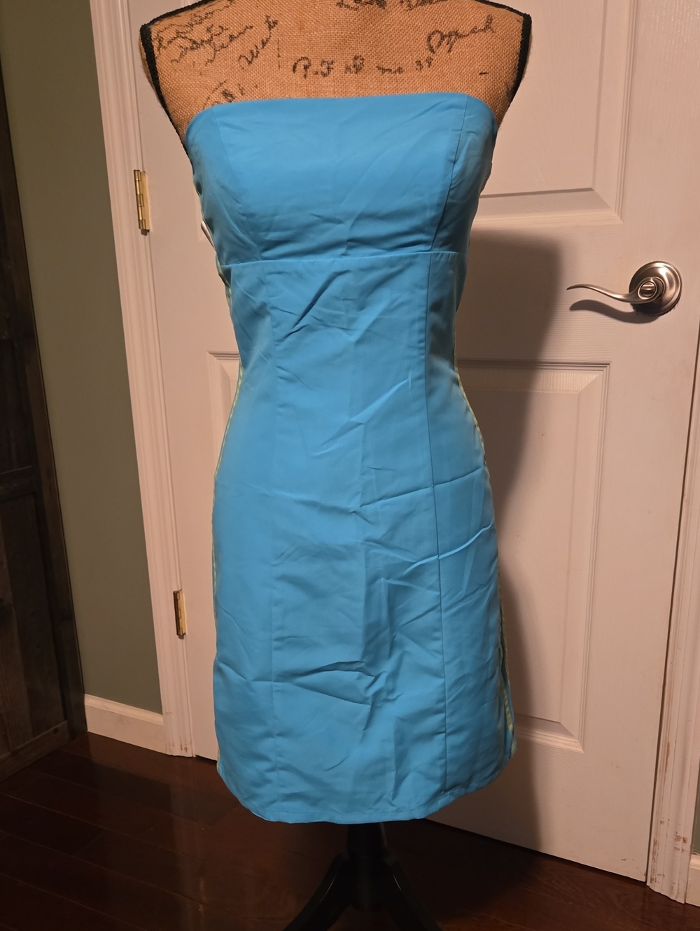 Strapless Aqua Blue Sheath Dress
